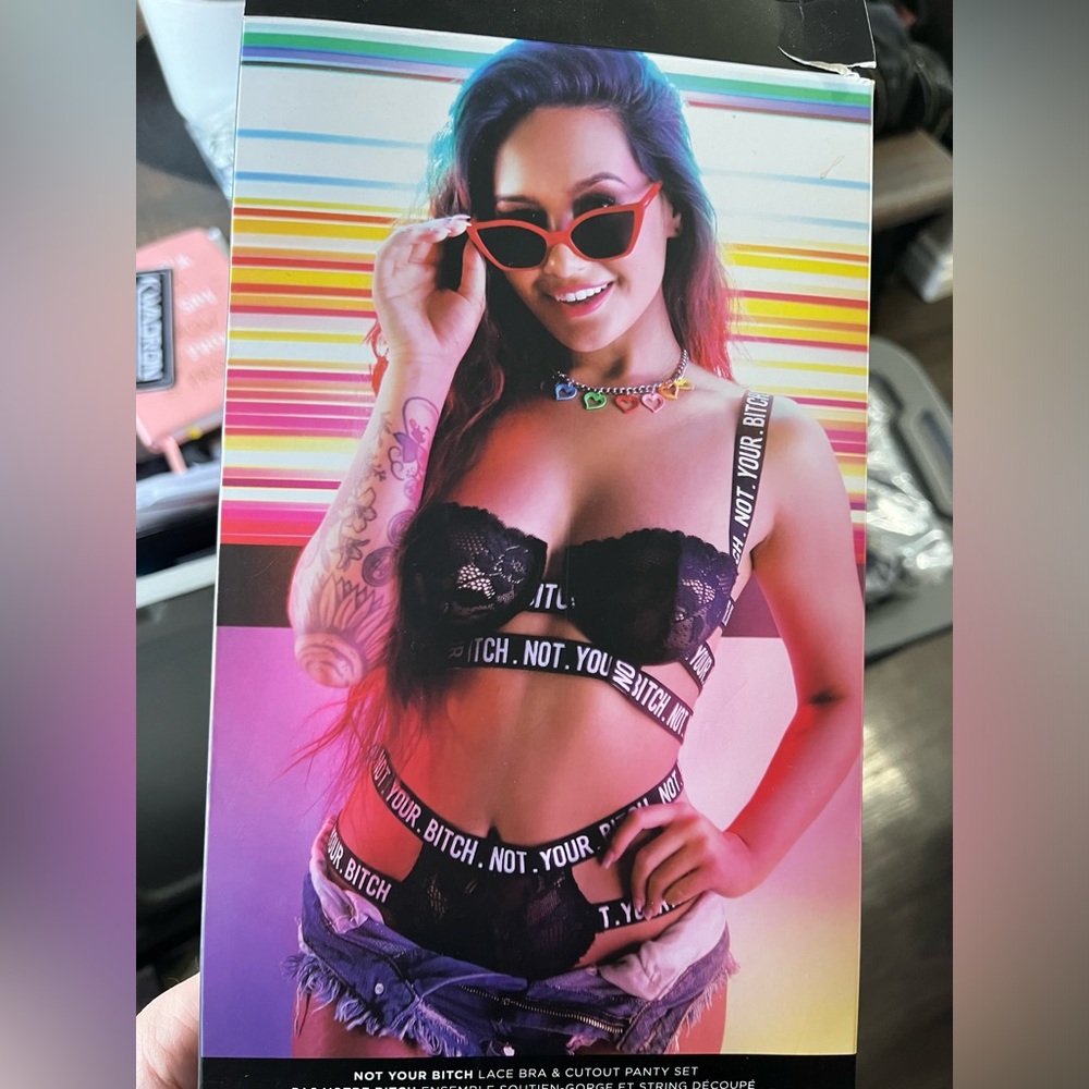 “Not Your B&$ch” 2 piece lace Monogram set Size M/L NWT